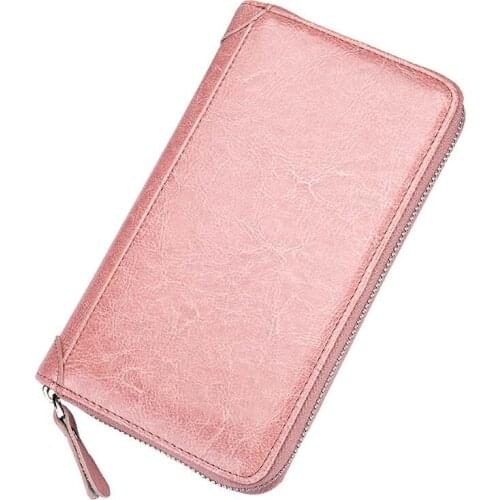 6PCS / LOT Split Leather Zipper Women Card Holder Wallet Coin Money Bag Rfid Small Women wallets and purses