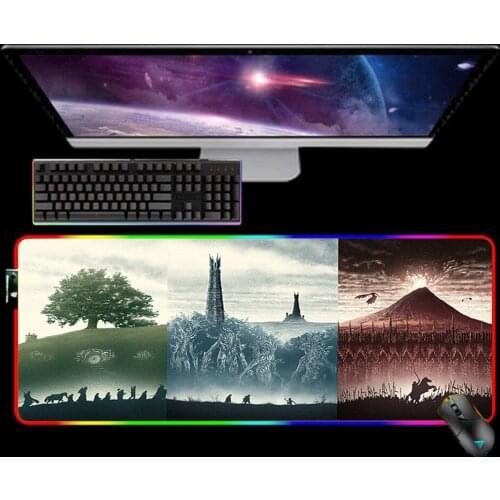 RGB Lotrs Movie Rings Mouse Pad Alfombrilla Raton Mousepad Keyboard Pad LED Mause Pad No-slip with Backlit Tapis De Souris 35X60