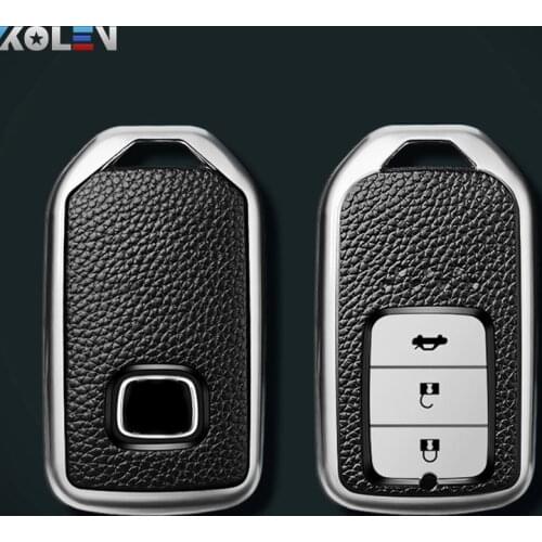 Leather+TPU Car Remote Key Cover Case Shell For Honda Civic City Accord CRV CR-V XR-V Odyssey Vezel Jade Crider Fit Accessories