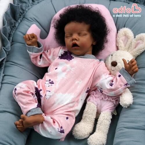 RBG 17 Inches Black Toy LOL Bebe Reborn Baby Doll Alive Newborn Colored Dolls Soft Vinyl Toys Gifts For Children Girl