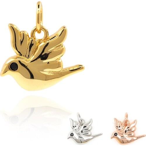Pendant Charm Zircon Brass Gold Plated Peace Dove Necklace Fashion DIY Jewelry Earrings Making Accessories