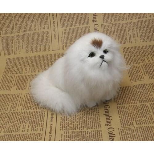 Small cute simulation dog polyethylene & fur white dog model gift about 12x14cm141