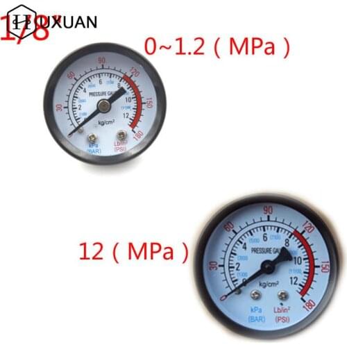 Bar Air Pressure Gauge 9mm/10mm 1/8" BSP Thread 0-180 PSI 0-12 Manometer Double Scale For Air Compressor Iron