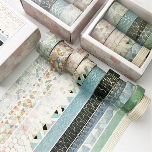 15 Set/150 Pcs Gold Washi Tape Vintage Masking Tape Cute Decorative Adhesive Sticker Scrapbooking Diary Stationery Wholesale X2