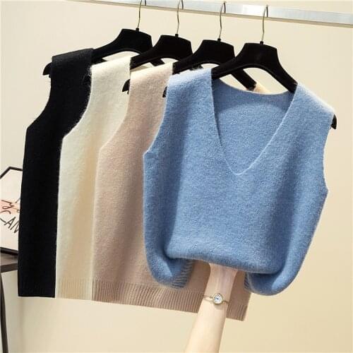SINGREINY Women Soft Knitted Tank Tops Fashion Korean V Neck Sleeveless Casual Vest Autumn Winter Retro Streetwear Knitting Vest
