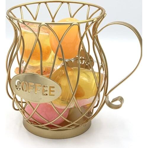 Multifunction Coffee Capsule Storage Basket Coffee Cup Basket Vintage Coffee Pod Organizer Holder Black for Home Cafe Hotel