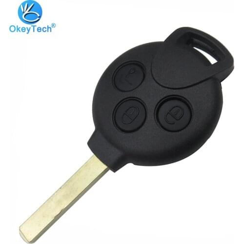 OkeyTech 3 Button Remote Car Key Shell Replacement Cover Uncut Blade For Benz Smart City Coupe Cabrio Crossblade Fortwo Roadster
