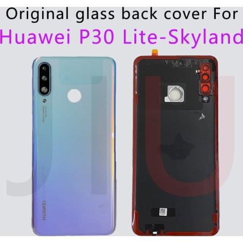 Original For Huawei P30 Lite Battery Cover Back Rear Door Housing Cover Glass With Camera Glass Lens Replacement Parts