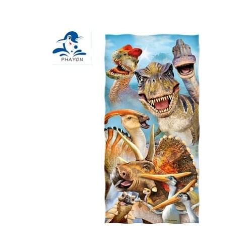 PHAYON Bath Towel Bathroom Dinosaur Microfiber Beach Towel Ferocious Animals Kids Teen Shower Towel Quick Dry Surf Robe Blanket