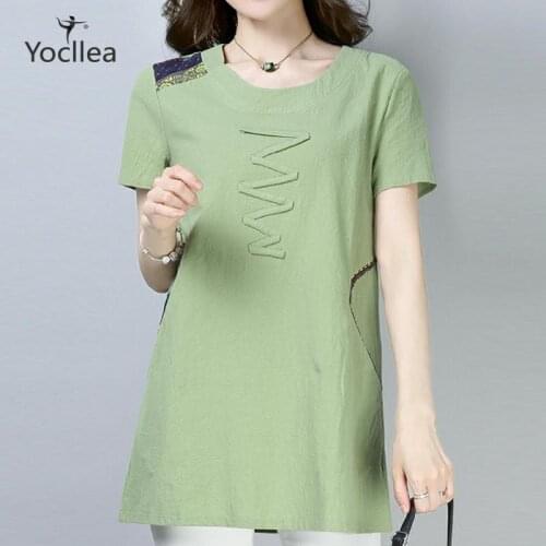 Plus size t shirt New 2020 summer Vintage Patchwork short sleeve Women Cotton T-Shirts Female Casual Tops O-neck Women Tees