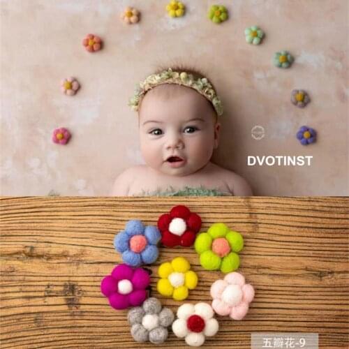 Dvotinst Newborn Photography Props Baby Cute Handmade Wool Mini Flowers Floral Fotografia Accessories Studio Shoots Photo Props