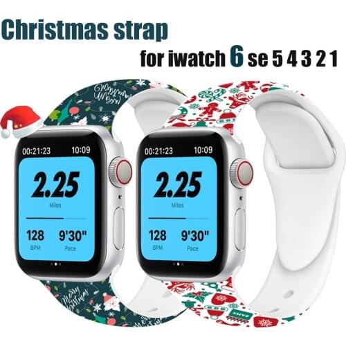 Christmas strap for Apple watch 6 band 44mm 40mm 42mm 38mm Silicone belt watchband Sport bracelet iWatch series 6 5 4 3 SE 42 mm