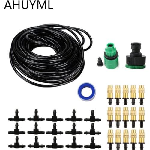 15m Copper Nozzle Irrigation System Portable Misting Automatic Watering Garden Hose Spray Head With 4/7mm Tee And Connector