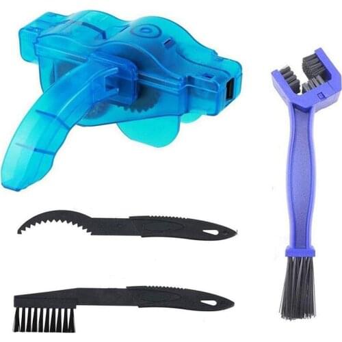 Bike Chain Scrubber, 4-Piece Portable Mountain Bike Chain Washer Cleaner Tool Quick Bicycle Clean Brush Kit for Cycling Bike, Ro