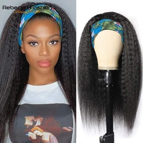 Kinky Straight Headband Wig Human Hair Glueless Half Wig With Head band Brazilian Yaki Headband Human Hair Wigs For Black Women