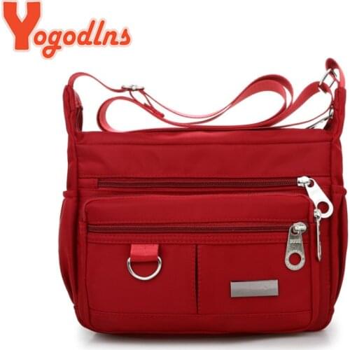 Yogodlns Multiple Compartment Crossbody Bags Women Messenger Bag Casual Lady Bag Waterproof Nylon Single Shoulder Strap Pack