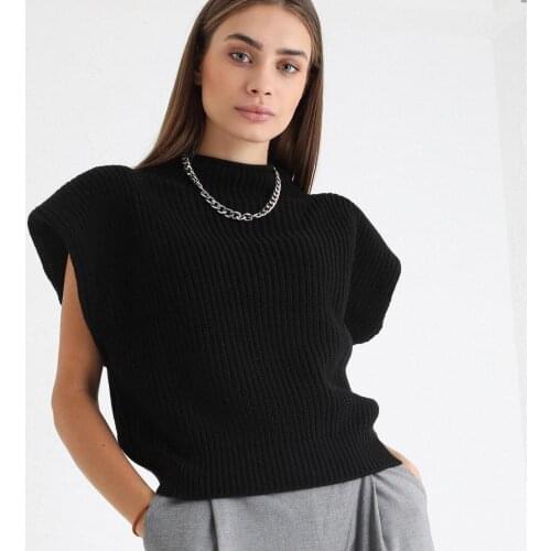 Sweaters Women Sleeveless Tops Korean Fashion High Neck Shoulder Pad Pullovers Womans Clothing 2021 Y2K Jersey Mujer Pull Femme