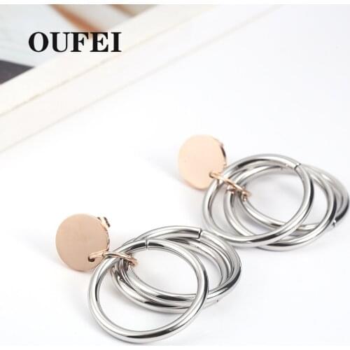 OUFEI Drop earrings stainless steel Circle earrings for women earings fashion women jewelry personality batch