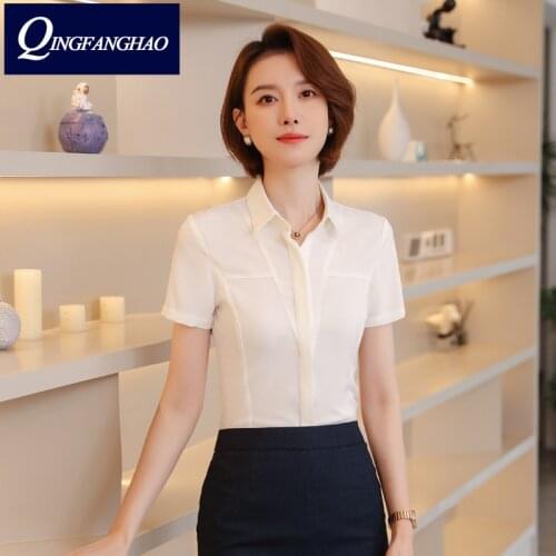 High Quality Korean style Short-sleeved shirt women OL Fashion temperament Slim Top blouses jy8108