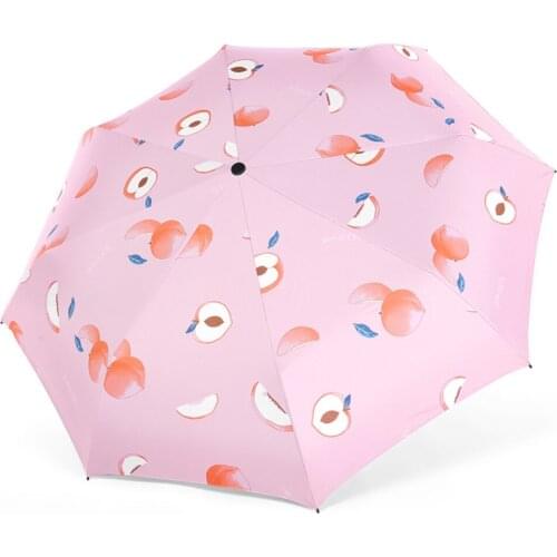 Three-folding Umbrella Full-automatic Rain Windproof Anti-ultraviolet Small Fruit Automatic Handle High-quality 8 Ribs Pocket