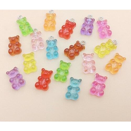 10Pcs/Lot Candy Color Little Cartoon Bear Charms For DIY Making Necklace Earring Eyelets Screw Hook Pendant Jewelry Accessories