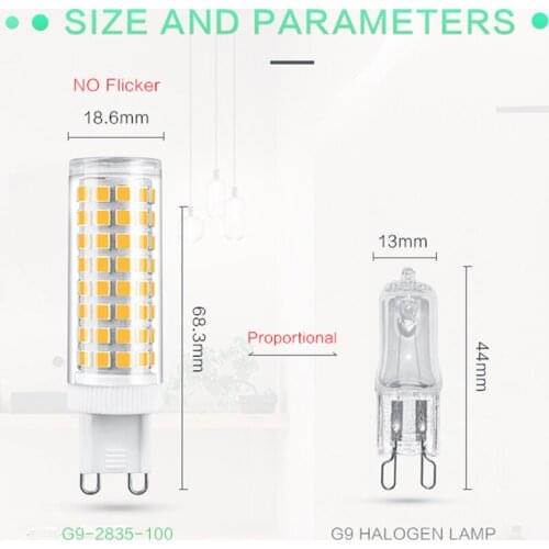110V 120V 220V G9 LED Bulb 100LED 2835 SMD Ceramic Lamp Dimmable Halogen Projector Replacement for Chandelier Lighting 10pcs/lot