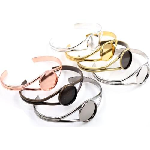 20mm 7 Colors Plated V Shape Bangle Settings Bracelet Cabochon Base Cameo Blank Bezel Tray High Quality Accessories