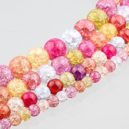 40cm/strand Size 6/8/10/12 mm Natural Stone Beads DIY Snow Cracked Quartz Crystal Beads Spacer Beads for Jewelry Making