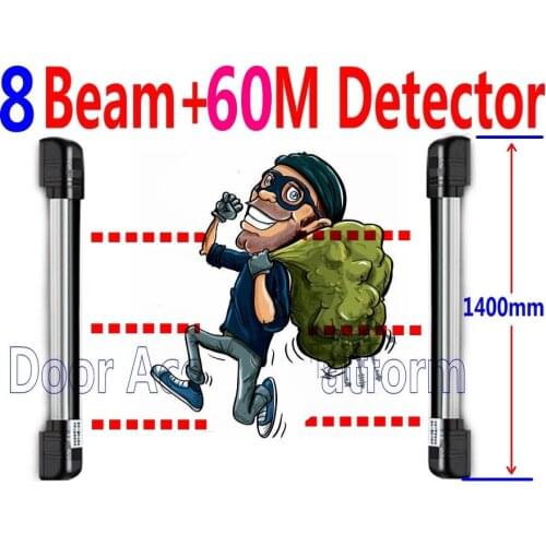 8 IR Light Beams+60 Meter Detect Distance Factory Access Control Yard Detecting Gate Alarm Infrared Beam photocell safe control