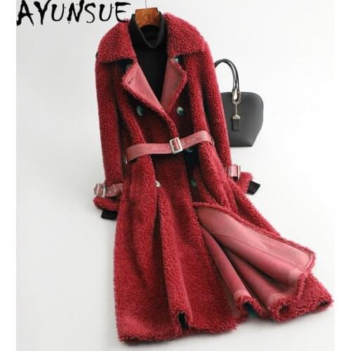 AYUNSUE Winter Jacket Women Warm Real Fur Coat Woman Parka Elegant Long Sheep Shearing Woman Parkas Manteau Fourrure Femme