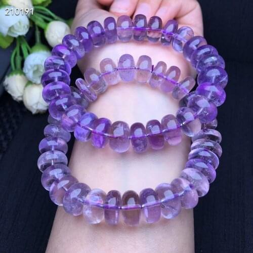 Natural Lavender Amethyst Quartz Purple Gemstone Round Clear Abacus Beads Bracelet Woman Men 12x6mm Crystal Stone AAAAA