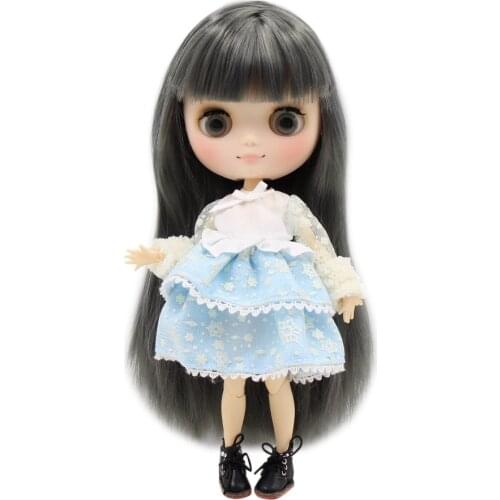 DBS blyth middie doll 20cm grey hair straight hair joint body matte face 1/8 bjd anime girls gift
