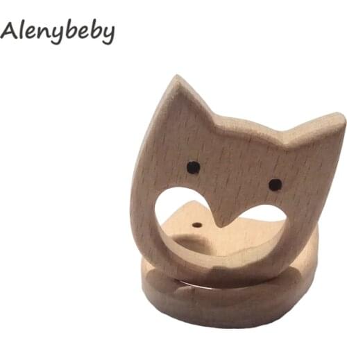 Wood Teether Ring DIY Organic Unfinished Eco-friendly Baby Shower Gift Wooden Owl Teether Grasping Teething Toy Accessories