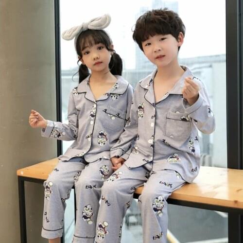Children Homewear Winter Cotton Kids cardigan Pajamas Sets Child Sleepwear Cartoon Animals Print Teens Girls Boys Nightwear
