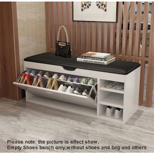 Europe Modern Change Shoes Bench Flip Door Wood Soft PU Leather Seat 12-14 pairs Shoe Storage Cabinet Organizer Home Furniture