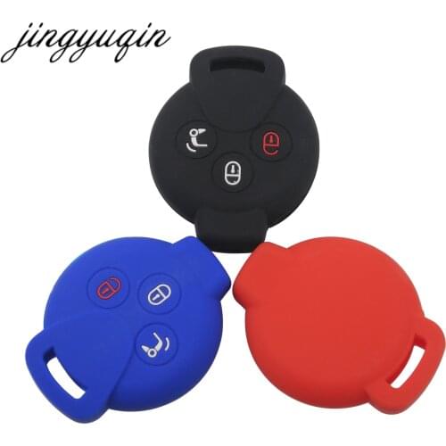 Jingyuqin 30pcs/lot Skin Silicone Rubber Cover For Benz Smart City Roadster Remote 3 Button Car Key Case fob Shell Protect