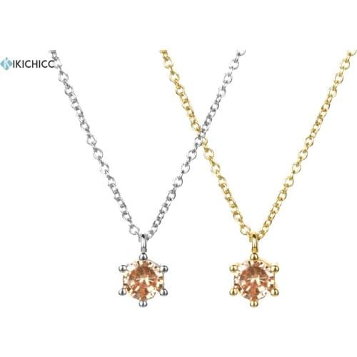 Kikichicc New 925 Sterling Silver 4.5mm Champagne Charm Pendant Long Chain Necklace 2020 Rock Punk Jewelry For Women Jewels