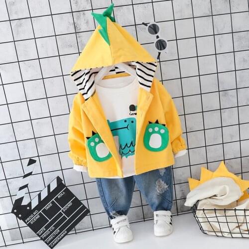 Infant Clothing Baby Boy Clothes Set Autumn Winter Baby Girl Clothes Dinosaur Coat+T-shirt+Pant Outfits Suit for Newborn Clothes