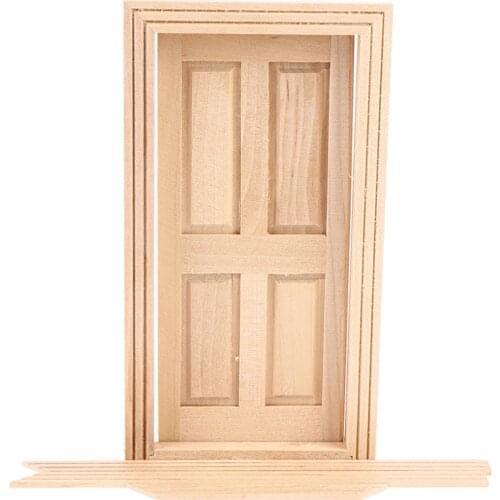 Miniature Wooden Doll House Dollhouse Miniature DIY Wood External Single Door Unpainted Accessories