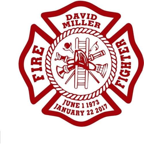 Personality Cover Scratches Car-Stickers DAVID MILLER Firefighter Heart Bumper Rear Decal Auto Exterior Decoration Apply To Car