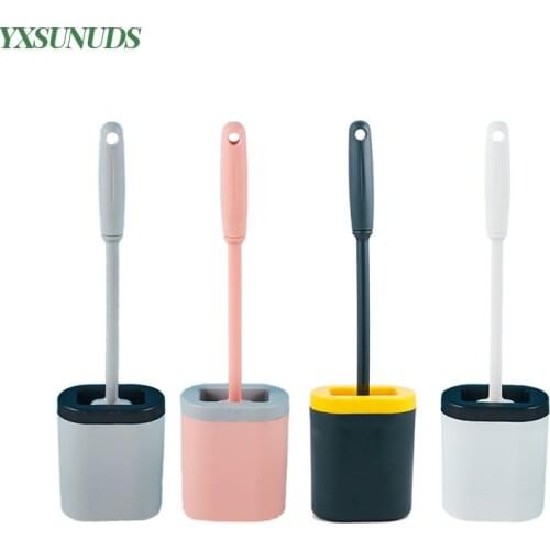 Wall-mounted Silicone Toilet Brush With Long Handle Crimped Soft Toilet Brush Toilet Cleaning Brush Wall Hang Cleaning Kits
