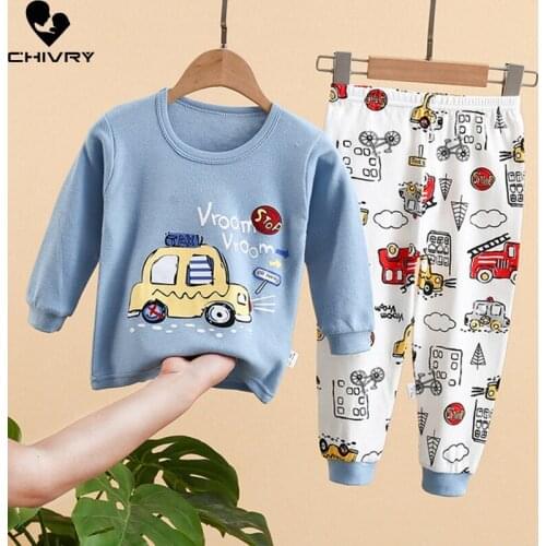 New Kids Boys Girls Pajama Sets Cartoon Long Sleeve T-Shirt Tops with Pants Newborn Baby Spring Autumn Sleeping Clothing Sets