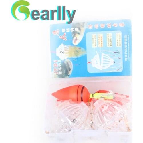 Silver Carp Fishing Float Bobber Sea Monster with Six Strong Explosion Fishhooks Sinker Pin Two Fishing Tackle Sets with Box