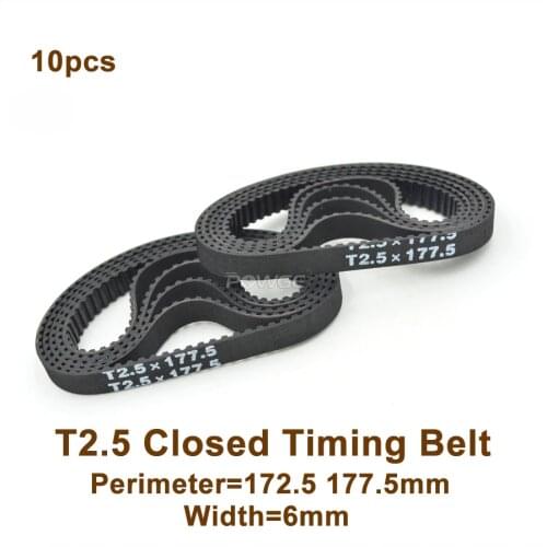 POWGE 172.5 T2.5 Timing Belt Width 6mm Perimeter 172.5 177.5mm Teeth 69 71 T2.5 Closed-Loop Rubber Belt T2.5 Timing Pulley 10pcs