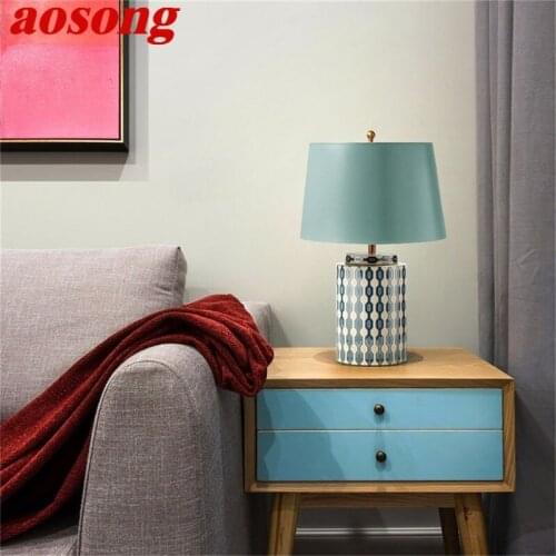 AOSONG Luxury Table Lamp Contemporary LED Ceramic Decorative Pattern Desk Light Luxury for Home Bed Room