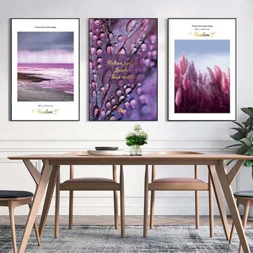 Nordic Purple Lake Leaf Landscape Canvas Poster Scandinavian Print Wall Art Painting Pictures Modern Home Decor Unframed
