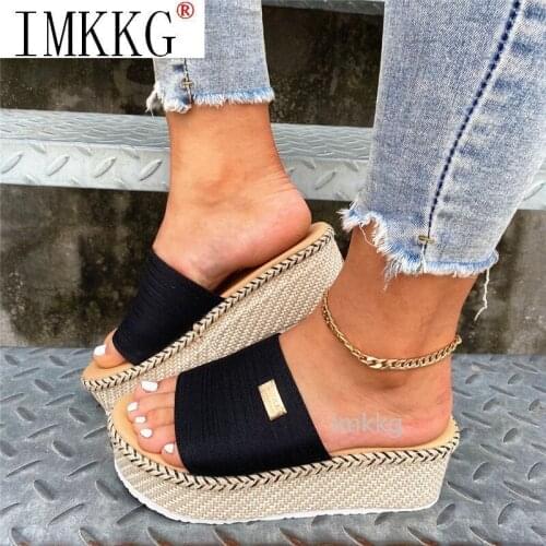 2021 New Female Shoes Flat Platform Wedges Slippers Women Sandals Fashion Heeled Shoes Casual Summer Slides Slippers Women Shoes
