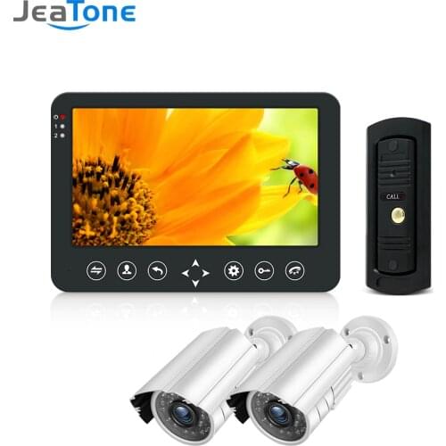 Jeatone Video Home Intercom 10 inch Monitor 960P Day Night Vision Doorbell +2x 720p Surveillance Camera Video Intercom Kit