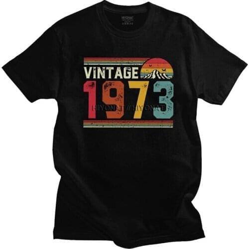 Vintage 1973 T Shirt Homme Pre-shrunk Cotton Tees 48th Years Old Birthday Gift Tshirts Short Sleeved Novelty T-shirt Gift