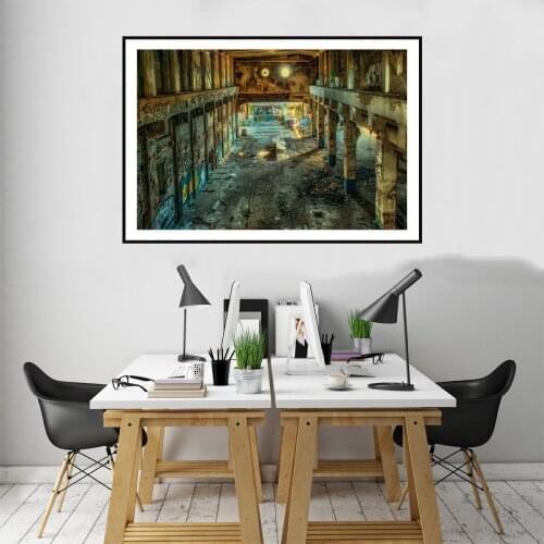 Vintage Ruins Factory Poster Canvas Print Painting Wall Art Living Room Home Decoration